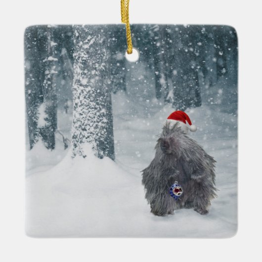 かわいい休日の山嵐の森のオーナメント セラミックオーナメント (正面)