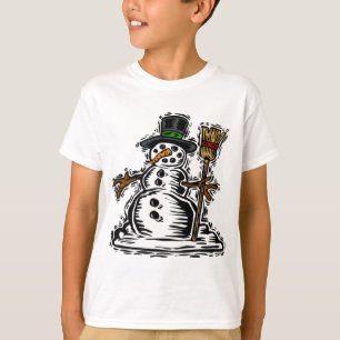 かわいい休日の雪だるま Tシャツ