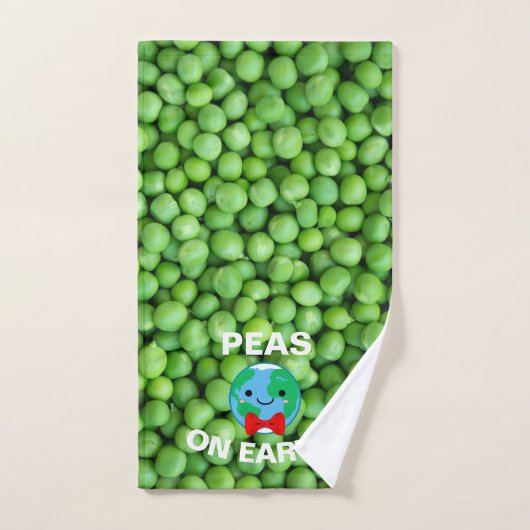 かわいい休日"地球の上のエンドウ豆"ゲストハンドタオル ハンドタオル (ハンドタオル)