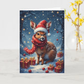 かわいい休日doe折り畳みグリーティングカード カード (黄色い花)