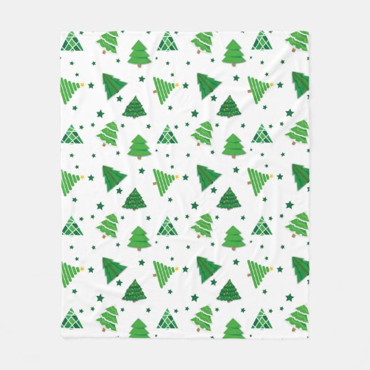 かわいい伝統的グリーンクリスマスツリー フリースブランケット (正面)