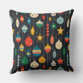 かわいい伝統的フェスティバルオーナメントネイビーブルー クッション (裏面)