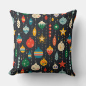 かわいい伝統的フェスティバルオーナメントネイビーブルー クッション (正面)