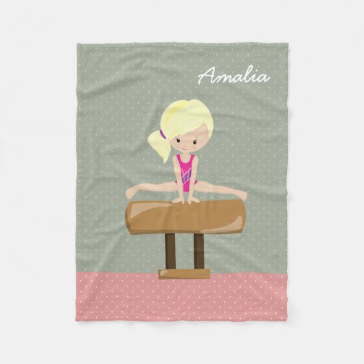 かわいい体操の少女 フリースブランケット (正面)