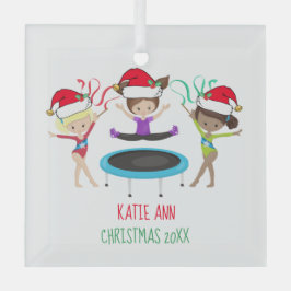 かわいい体操カスタムの子供たち体操クリスマス ガラスオーナメント