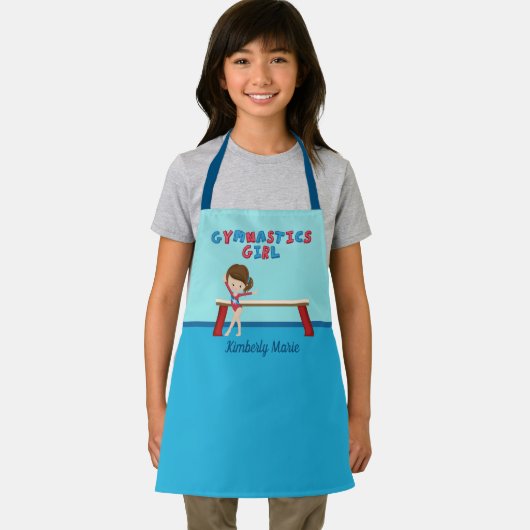かわいい体操ガールカスタムブルー体操選手キッズ エプロン (インサイチュ)