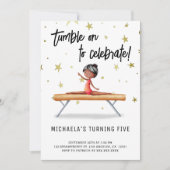 かわいい体操バランスビームガールバースデーパーティー 招待状 (正面)