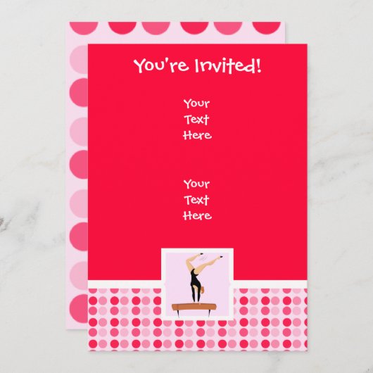 かわいい体操バランスビーム 招待状 (正面/裏面)