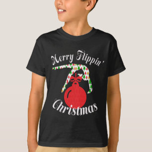 かわいい体操及びクリスマスのメリーな弾くこと Tシャツ