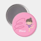 かわいい体操少女とリボンのマグパーソナライズされたネット マグネット (正面/裏面)