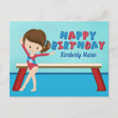 かわいい体操少女のカスタム体操 お誕生日おめでとう ポストカード (正面)