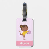 かわいい体操選手の女の子とボールパーソナライズされた ラゲッジタグ (裏面縦)