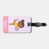 かわいい体操選手の女の子とボールパーソナライズされた ラゲッジタグ (裏面横)