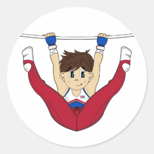 かわいい体操選手オンバーステッカー ラウンドシール