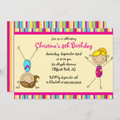 かわいい体育バースデーパーティ招待状 招待状 (正面/裏面)