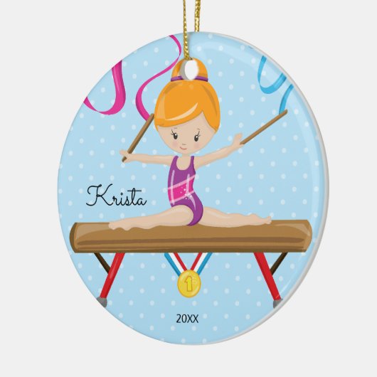 かわいい体育専門家の体操のクリスマスのオーナメント セラミックオーナメント (左)