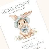 かわいい何人かのバニーが1歳の誕生日を飾る 招待状