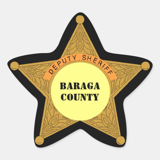 かわいい保安官バッジパーソナライズ郡おもしろい 星シール (正面)