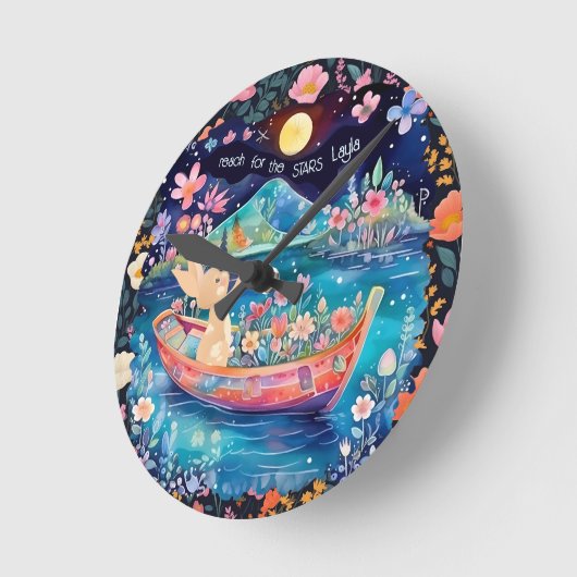 かわいい保育園のファンシーなウサギ ラウンド壁時計 (傾斜)