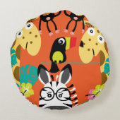 かわいい保育園ジャングル動物の装飾 ラウンドクッション (裏面)