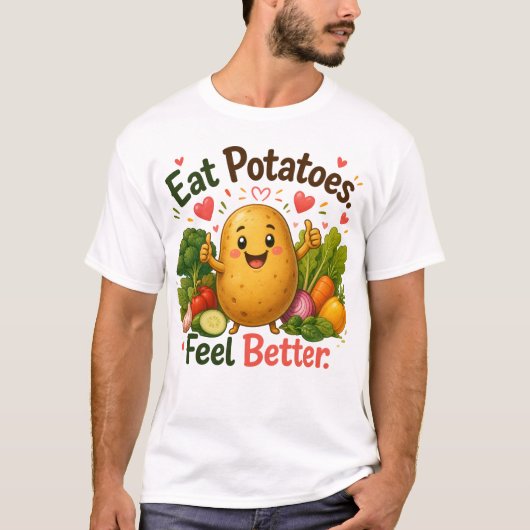 かわいい健康じゃがいもキャラクターデザイン Tシャツ (正面)