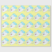 かわいい健康で幸せな歯磨き歯の歯科漫画 ラッピングペーパー (フラット)