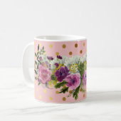かわいい偽金水玉水彩花 コーヒーマグカップ (正面左)