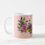 かわいい偽金水玉水彩花 コーヒーマグカップ (左)