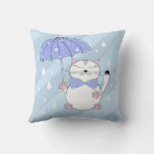 かわいい傘つきマンガ猫 クッション (裏面)