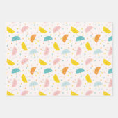 かわいい傘と雨滴 ラッピングペーパーシート (正面)