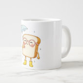 かわいい傘のパンキャラ – ほのぼの雨の日 ジャンボコーヒーマグカップ (正面右)