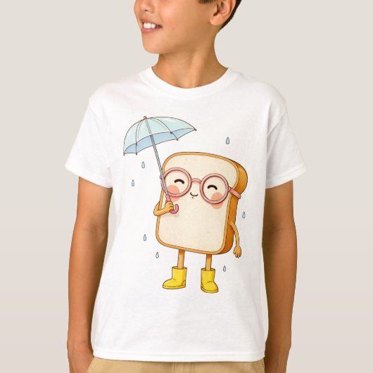 かわいい傘のパンキャラ – 雨の日をほっこり Tシャツ (正面)