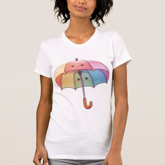 かわいい傘のレディースTシャツ Tシャツ (正面)