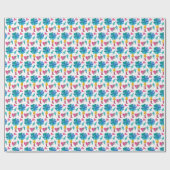 かわいい傘の花ガールウォーター色 ラッピングペーパー (フラット)