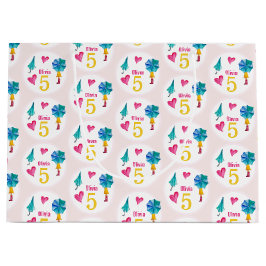 かわいい傘ガールウォーターイラストレーション ラージペーパーバッグ