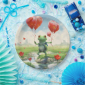 かわいい元気なカエル赤い風船 ペーパープレート (パーティー)