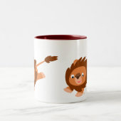 かわいい元気な漫画ライオン ツートーンマグカップ (中央)