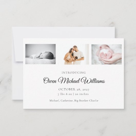 かわいい兄弟姉妹ベビー誕生のお知らせ サンキューカード (裏面)