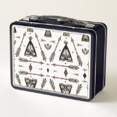 かわいい先住民アメリカンカートゥーン女子学校 メタルランチボックス (裏面)