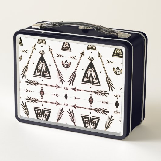 かわいい先住民アメリカンカートゥーン女子学校 メタルランチボックス (裏面)