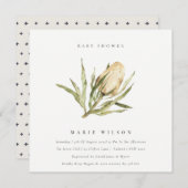 かわいい先住民バンクシアウォーターカラーフローラベビーシャワー 招待状 (正面/裏面)