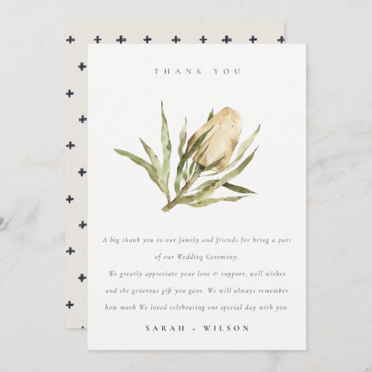 かわいい先住民バンクシアウォーターカラー結婚フローラ サンキューカード (正面/裏面)