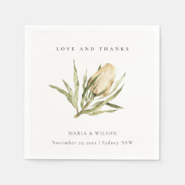 かわいい先住民バンクシアウォーターカラー結婚フローラ スタンダードカクテルナプキン