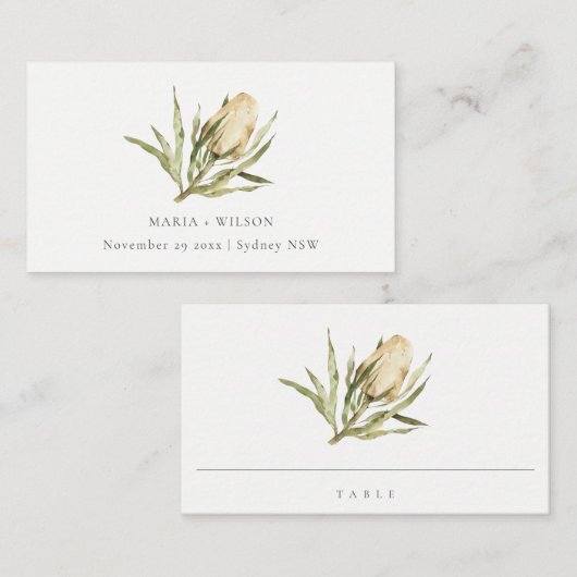 かわいい先住民バンクシアウォーターカラー結婚フローラ プレイスカード (正面/裏面)