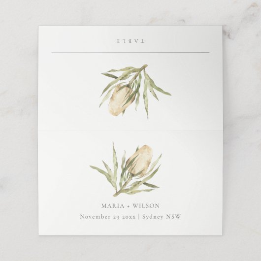 かわいい先住民バンクシアウォーターカラー結婚フローラ プレイスカード (外部開封)