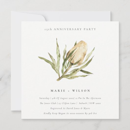 かわいい先住民バンクシアフローラ任意の年周年記念 招待状 (正面)