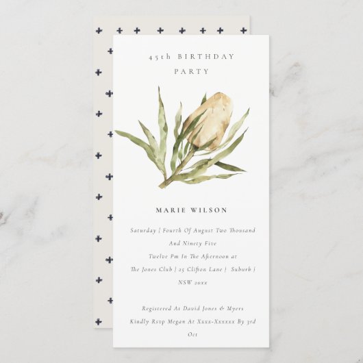 かわいい先住民バンクシアフローラany年齢誕生日招待状 サンキューカード (正面/裏面)