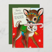 かわいい先生のクリスマスの追加メッセージカード シーズンカード (正面/裏面)