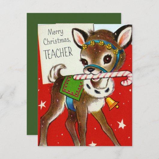 かわいい先生のクリスマスの追加メッセージカード シーズンカード (正面/裏面)