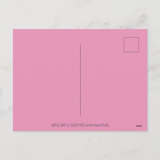 かわいい先生のペット、リンゴ&バレンタインバニーウサギ シーズンポストカード (裏面)